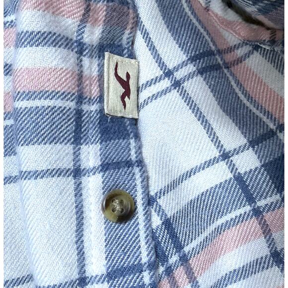 HOLLISTER Boyfriend Fit Flannel Button Down Shirt. Blue & Pink. Size XS - Picture 3 of 5